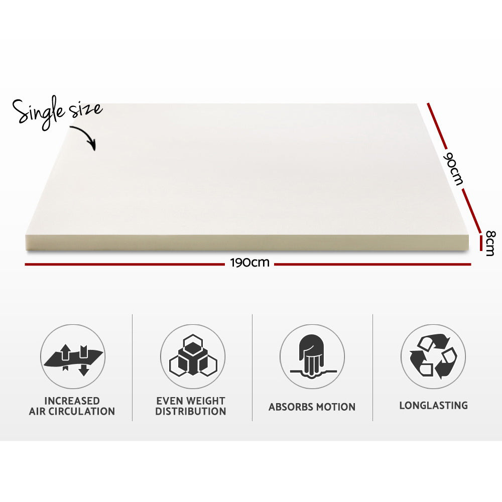 Giselle Bedding Memory Foam Mattress Topper 8cm Single-1