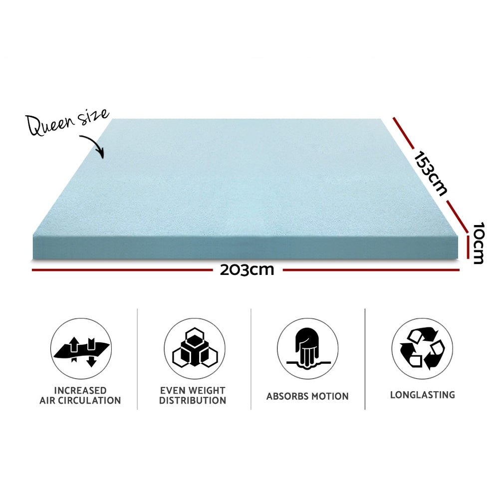 Giselle Bedding Memory Foam Mattress Topper Cool Gel 10cm Queen-1