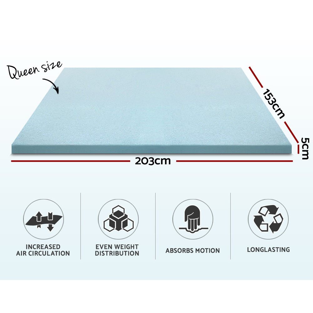 Giselle Bedding Memory Foam Mattress Topper Cool Gel 5cm Queen-1