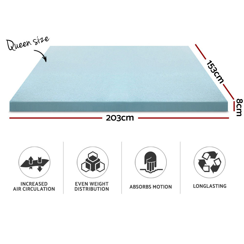 Giselle Bedding Memory Foam Mattress Topper Cool Gel 8cm Queen-1