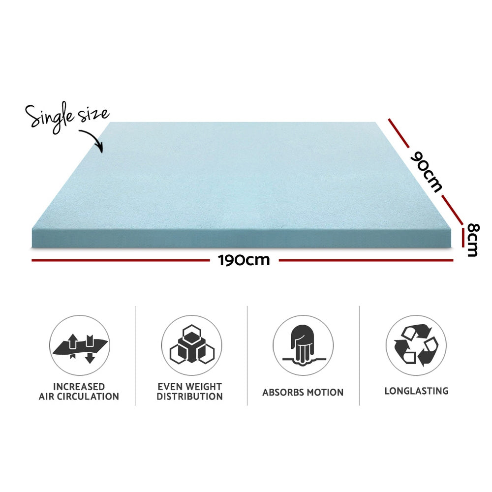 Giselle Bedding Memory Foam Mattress Topper Cool Gel 8cm Single-1