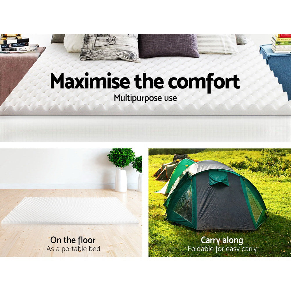 Giselle Bedding Memory Foam Mattress Topper Egg Crate 5cm Queen-5