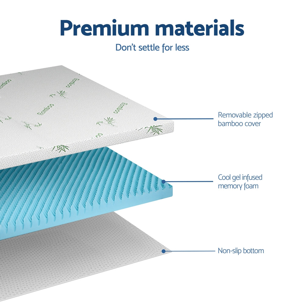 Giselle 8cm Memory Foam Mattress Topper Gel Egg Crate Foam Bamboo Double-4