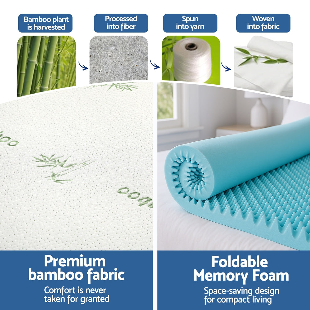 Giselle 8cm Memory Foam Mattress Topper Gel Egg Crate Foam Bamboo Queen-5