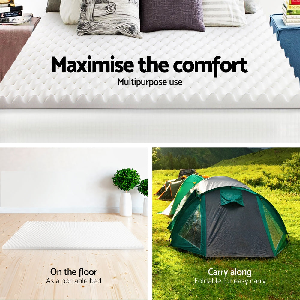 Giselle Bedding Memory Foam Mattress Topper Egg Crate 5cm King Single-5