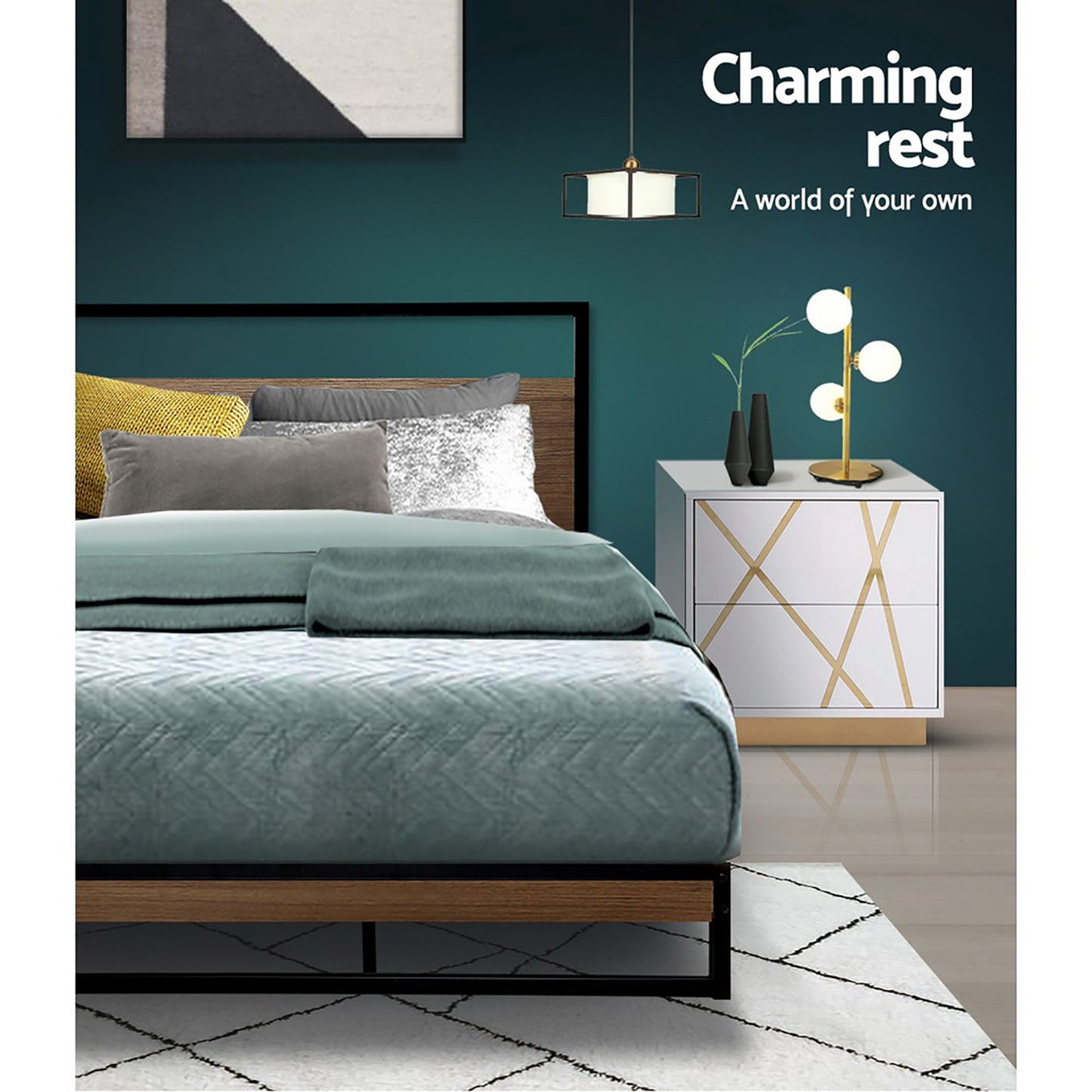 Artiss Bed Frame King Size Metal Frame DANE-6