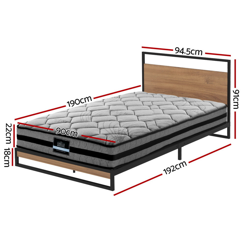 Artiss  Metal Bed Frame Single Size Beds Platform with Mattress-1