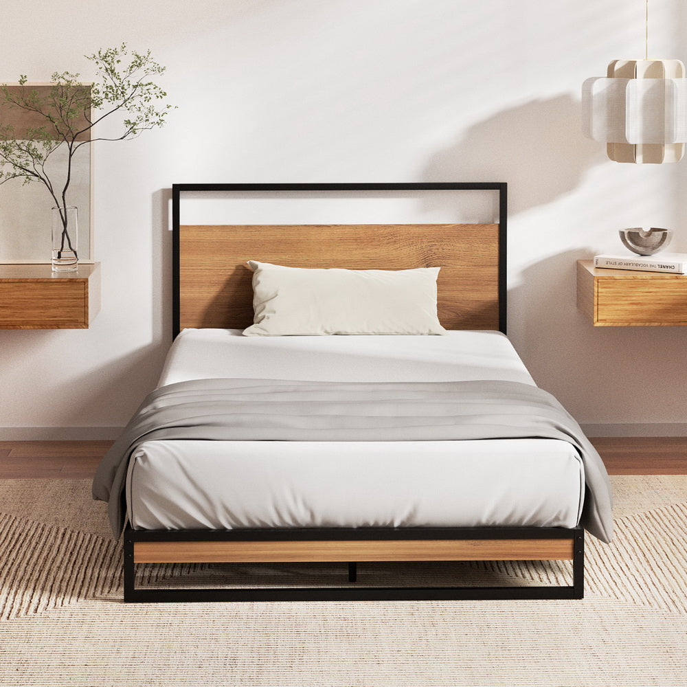 Artiss  Metal Bed Frame Single Size Beds Platform with Mattress-3