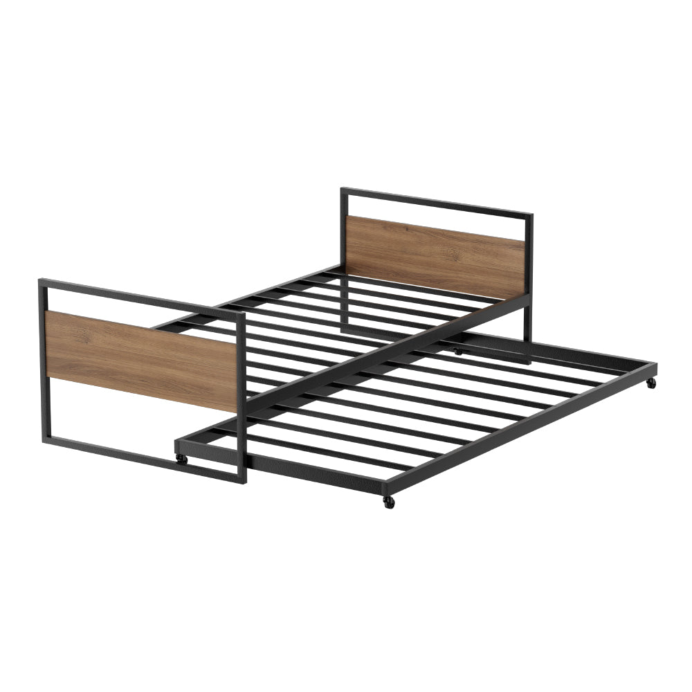 Artiss Bed Frame 2x Single Size Metal Trundle Daybed DEAN-6