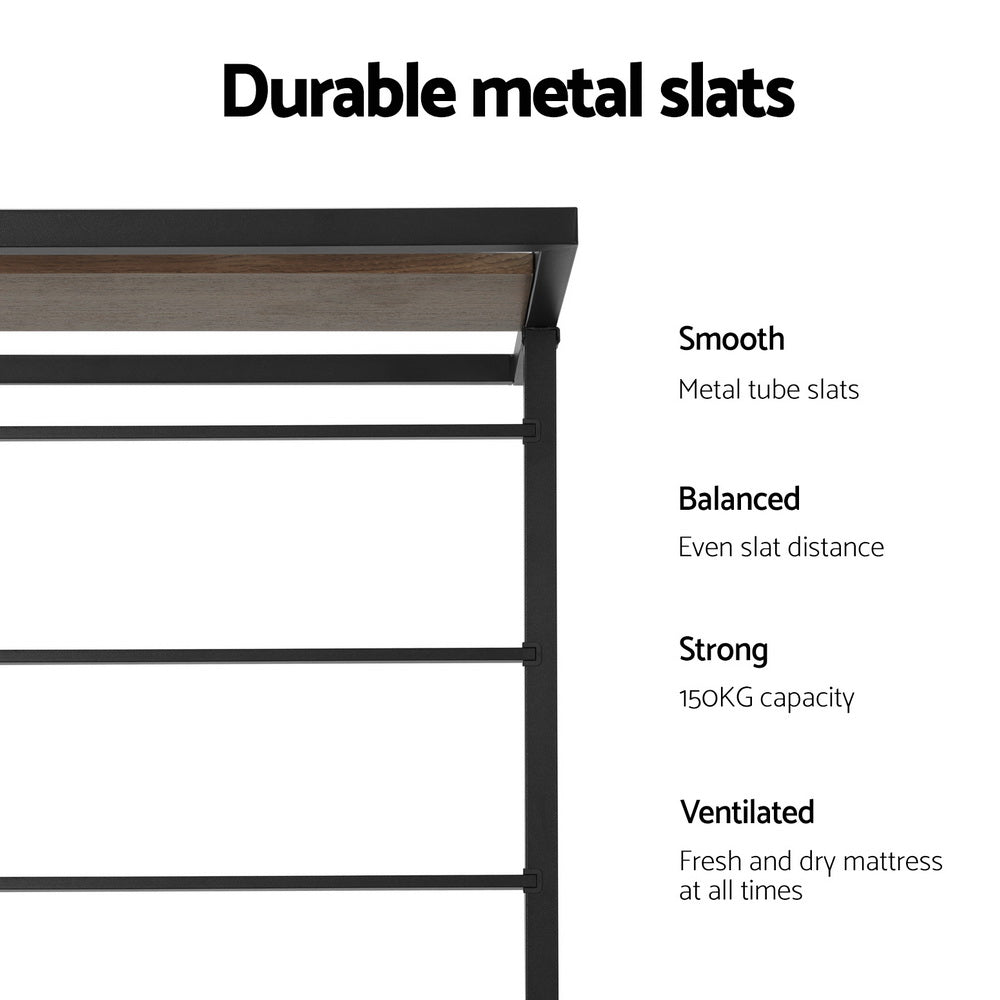 Artiss Bed Frame 2x Single Size Metal Trundle Daybed DEAN-4