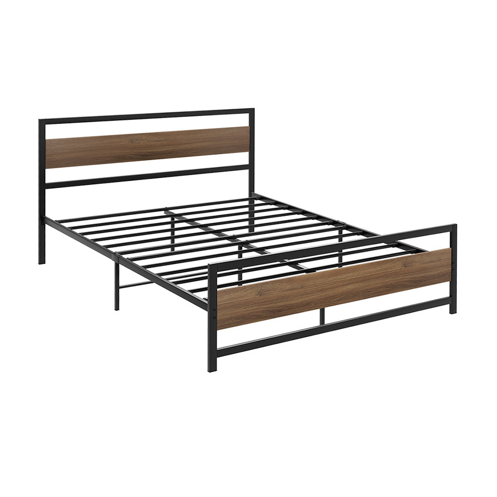 Artiss Bed Frame Double Size Metal Base Mattress Platform Foundation Black DREW-0