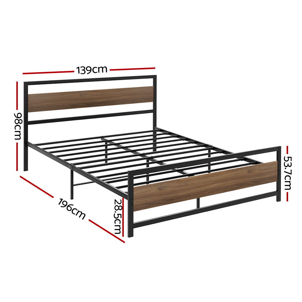 Artiss Bed Frame Double Size Metal Base Mattress Platform Foundation Black DREW-1