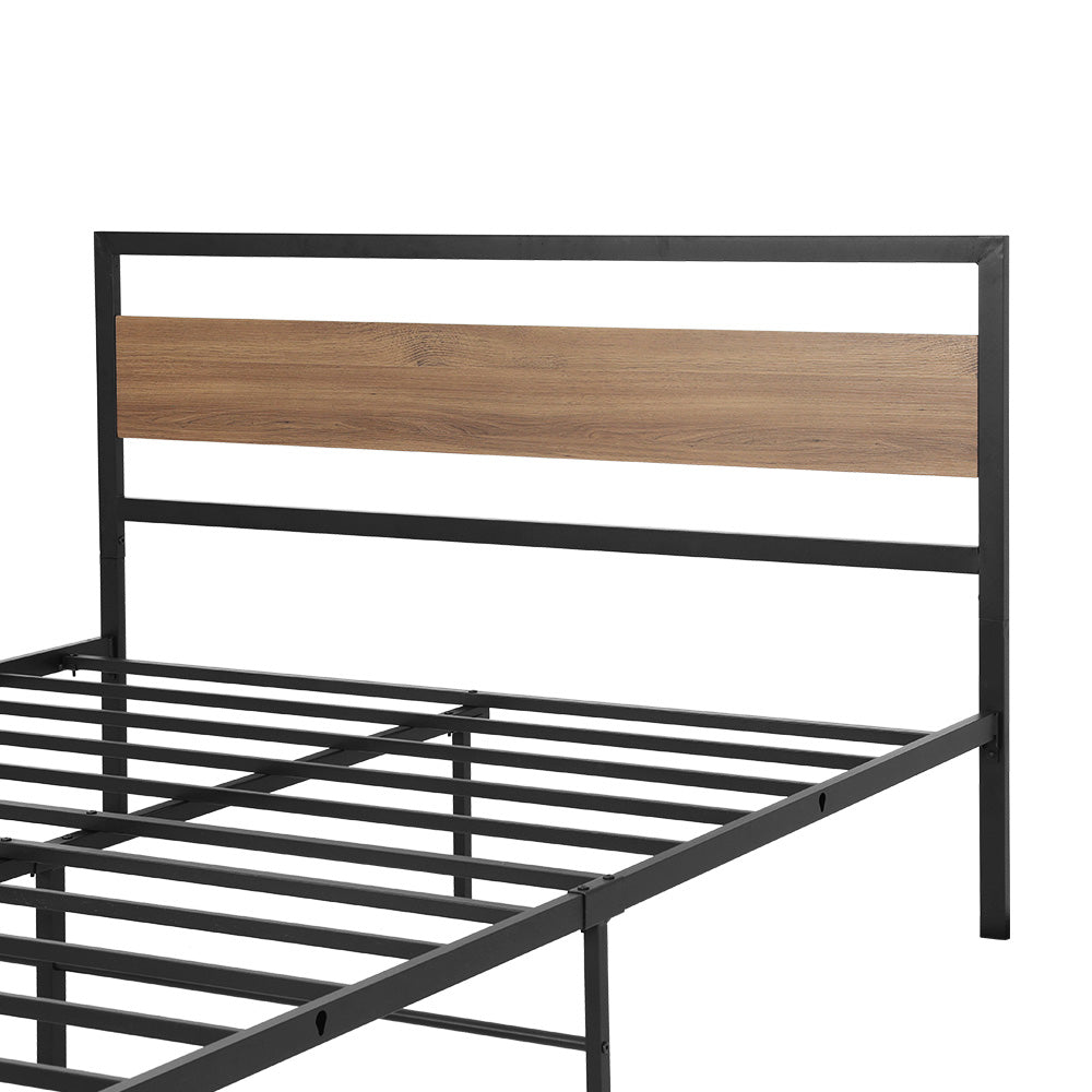 Artiss Bed Frame Double Size Metal Base Mattress Platform Foundation Black DREW-2