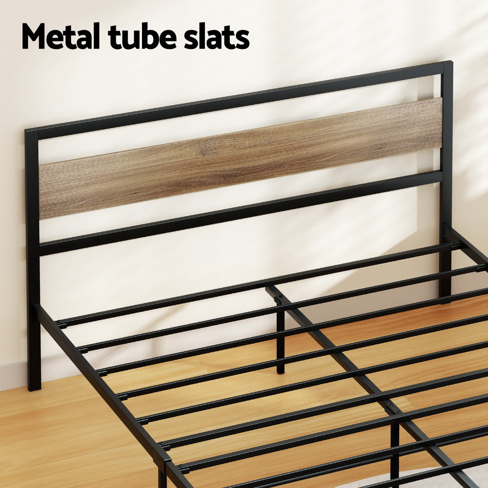 Artiss Bed Frame Double Size Metal Base Mattress Platform Foundation Black DREW-4