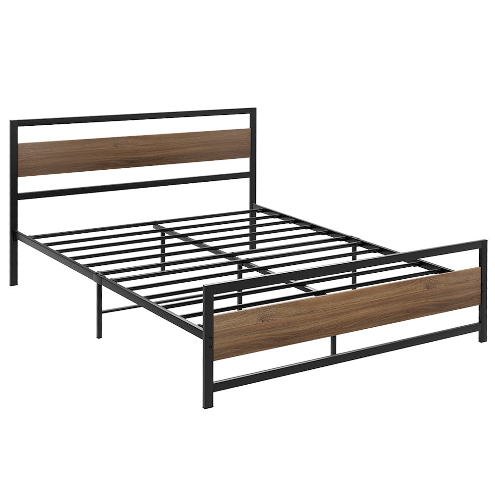 Artiss Bed Frame Queen Size Metal Base Mattress Platform Foundation Black DREW-0