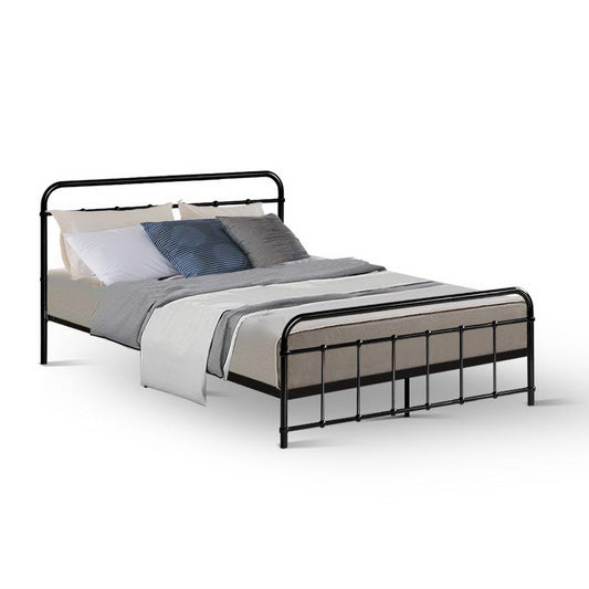 Artiss Bed Frame Metal Frames LEO - Double (Black)-0