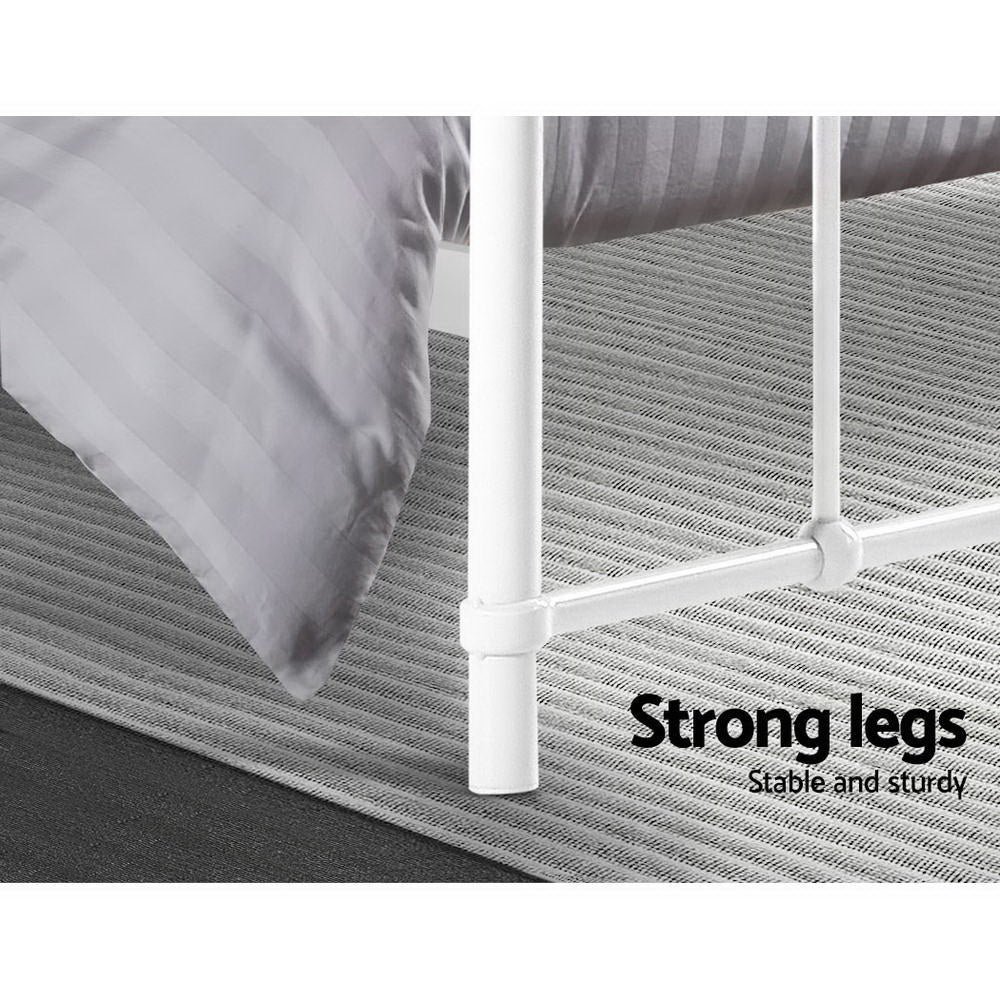 Artiss Bed Frame Metal Frames LEO - Double (White)-5