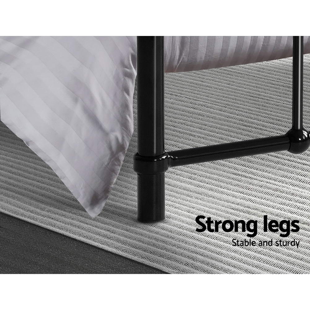 Artiss Bed Frame Metal Frames LEO - King Single(Black)-2