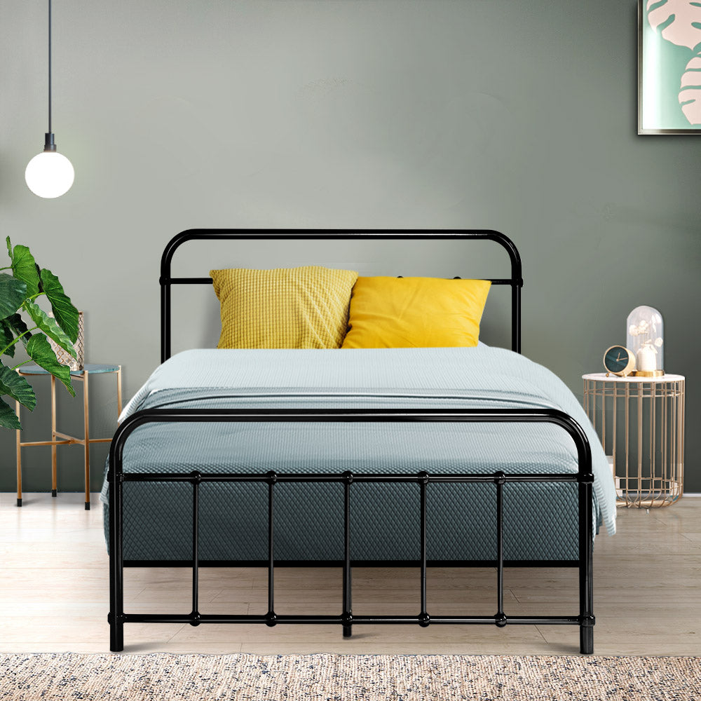 Artiss Bed Frame Metal Frames LEO - King Single(Black)-6