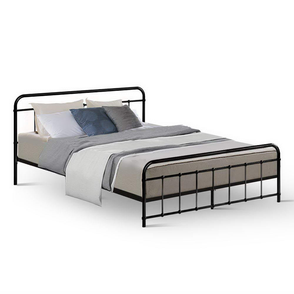 Artiss Bed Frame Metal Frames LEO - Queen (Black)-0