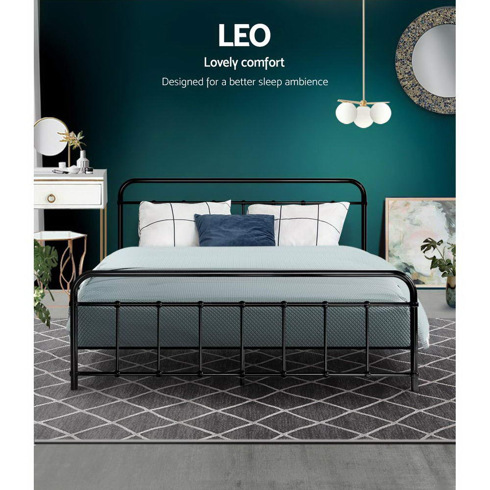 Artiss Bed Frame Metal Frames LEO - Queen (Black)-2