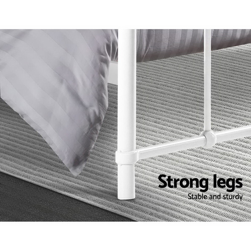 Artiss Bed Frame Metal Frames LEO - Queen (White)-5