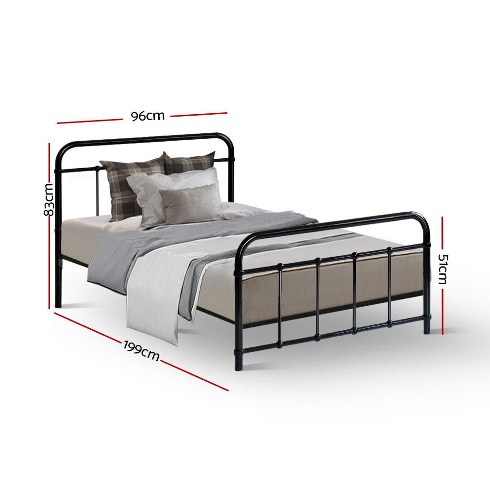 Artiss Bed Frame Metal Frames LEO - Single (Black)-1