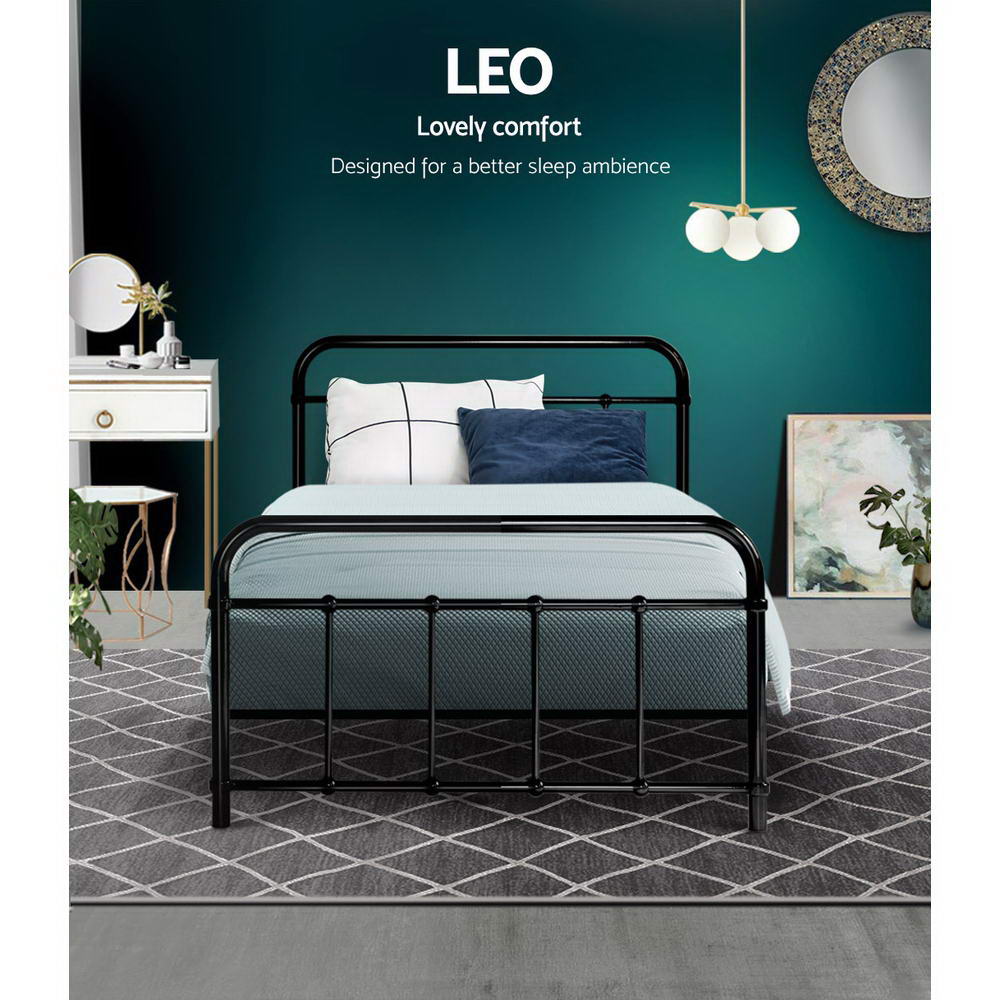 Artiss Bed Frame Metal Frames LEO - Single (Black)-2