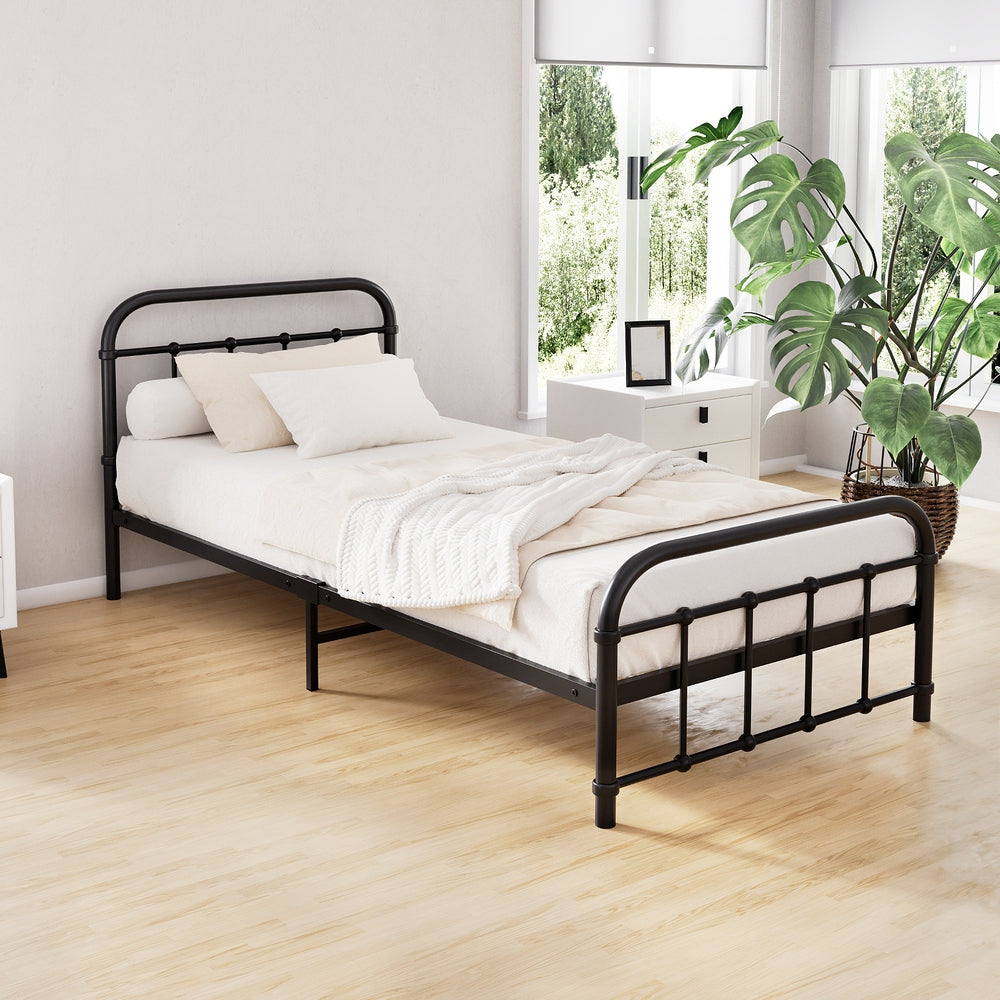 Artiss Bed Frame Metal Frames LEO - Single (Black)-6