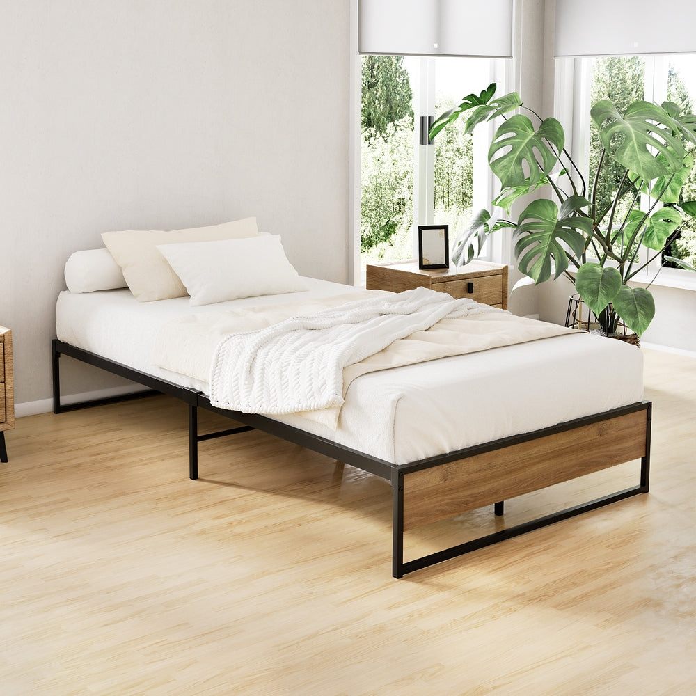 Artiss Bed Frame Metal Frame Bed Base OSLO - King Single-6