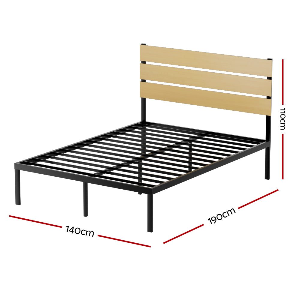 Artiss Bed Frame Double Size Metal Base Mattress Platform Foundation Black PAULA-1