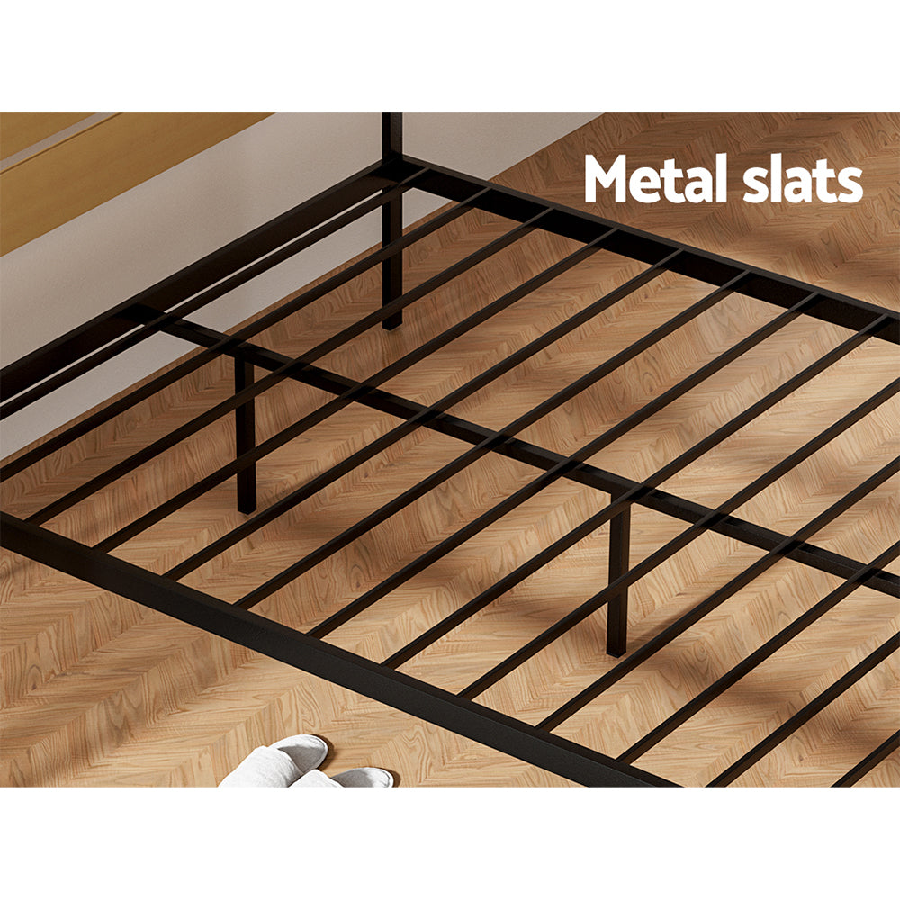 Artiss Bed Frame Double Size Metal Base Mattress Platform Foundation Black PAULA-4