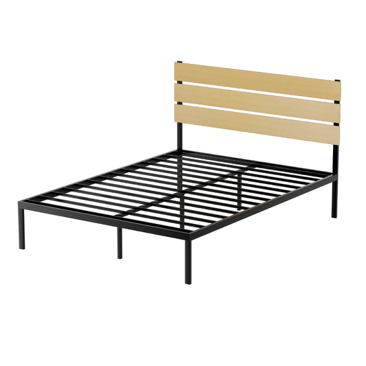 Artiss Bed Frame Queen Size Metal Base Mattress Platform Foundation Black PAULA-0