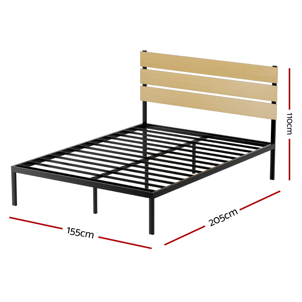 Artiss Bed Frame Queen Size Metal Base Mattress Platform Foundation Black PAULA-1