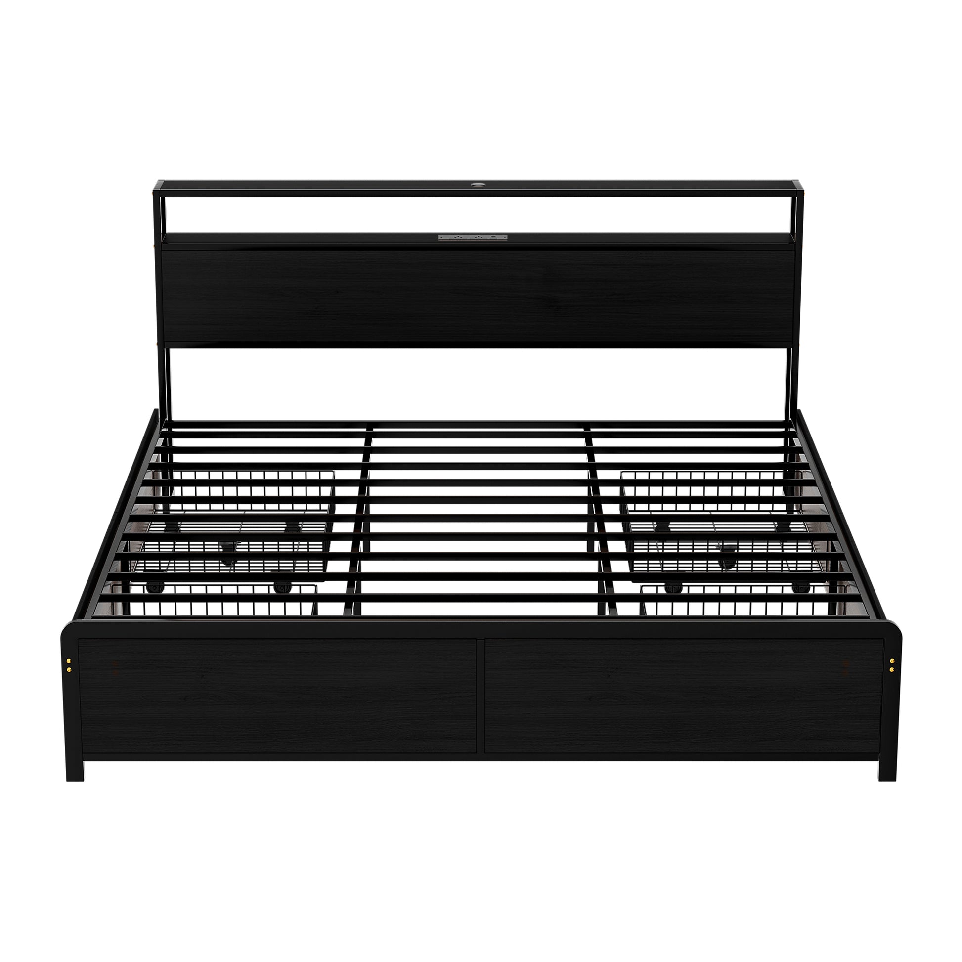 Artiss Metal Bed Frame King Size Storage Headboard Charge Station LED 4 Drawers-2