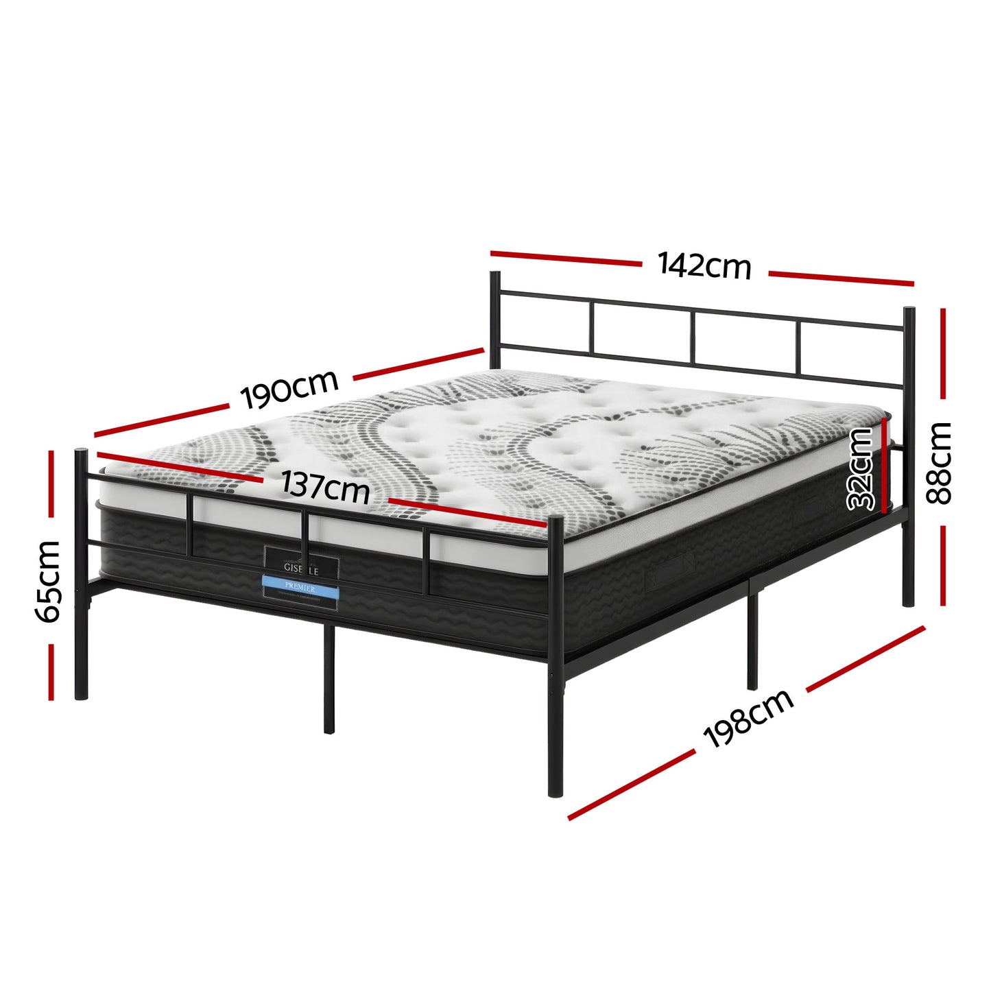 Artiss Bed Frame Double Metal Bed Frames SOL with Mattress