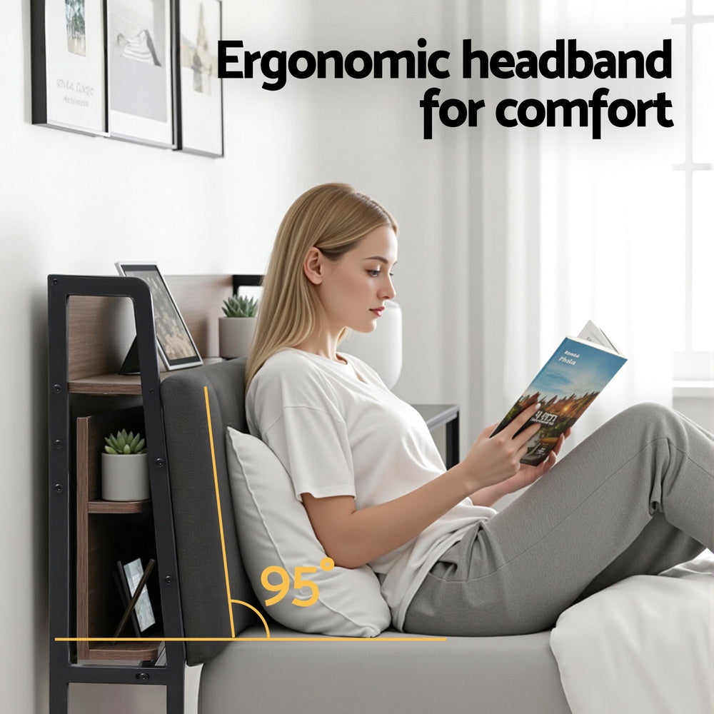 Artiss Metal Bed Frame Double Size with 2-Tier Hidden Storage with Charging Station-5