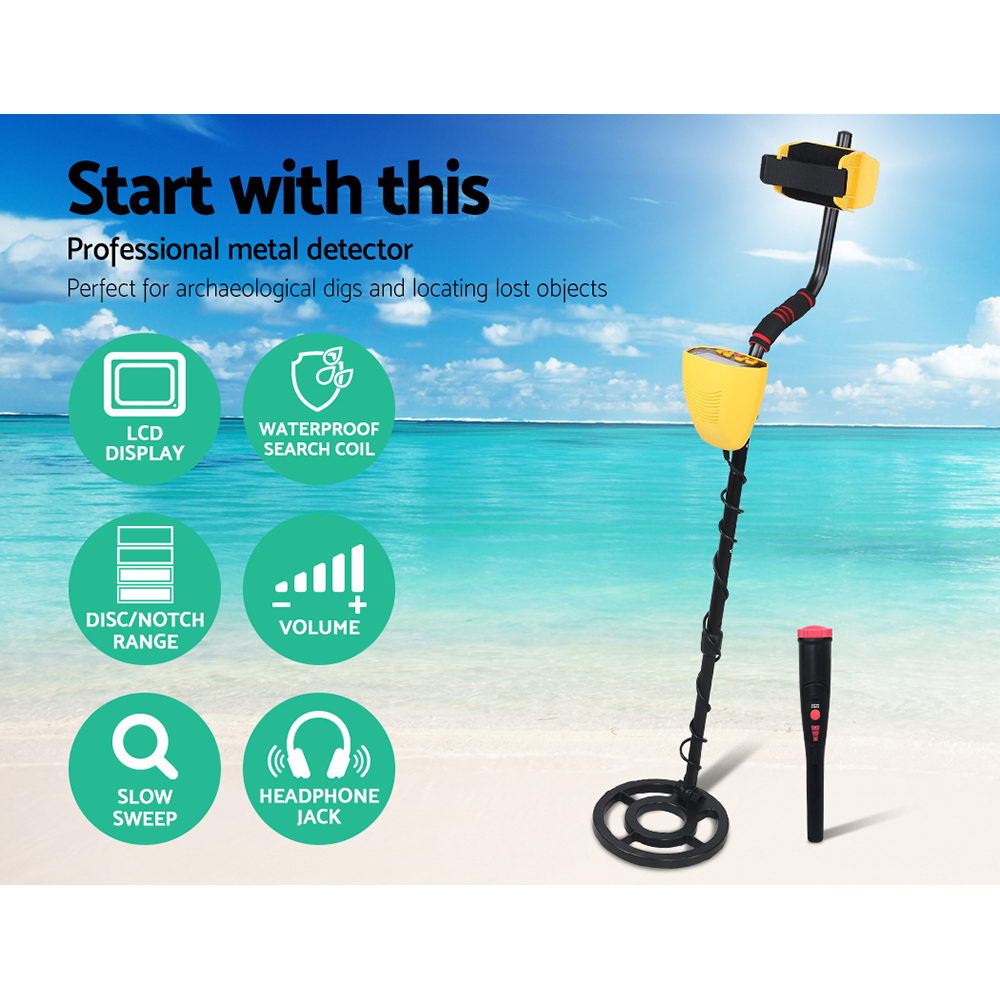 Metal Detector 180MM Deep Sensitive Waterproof Pinpointer Treasure Hunter Yellow-2