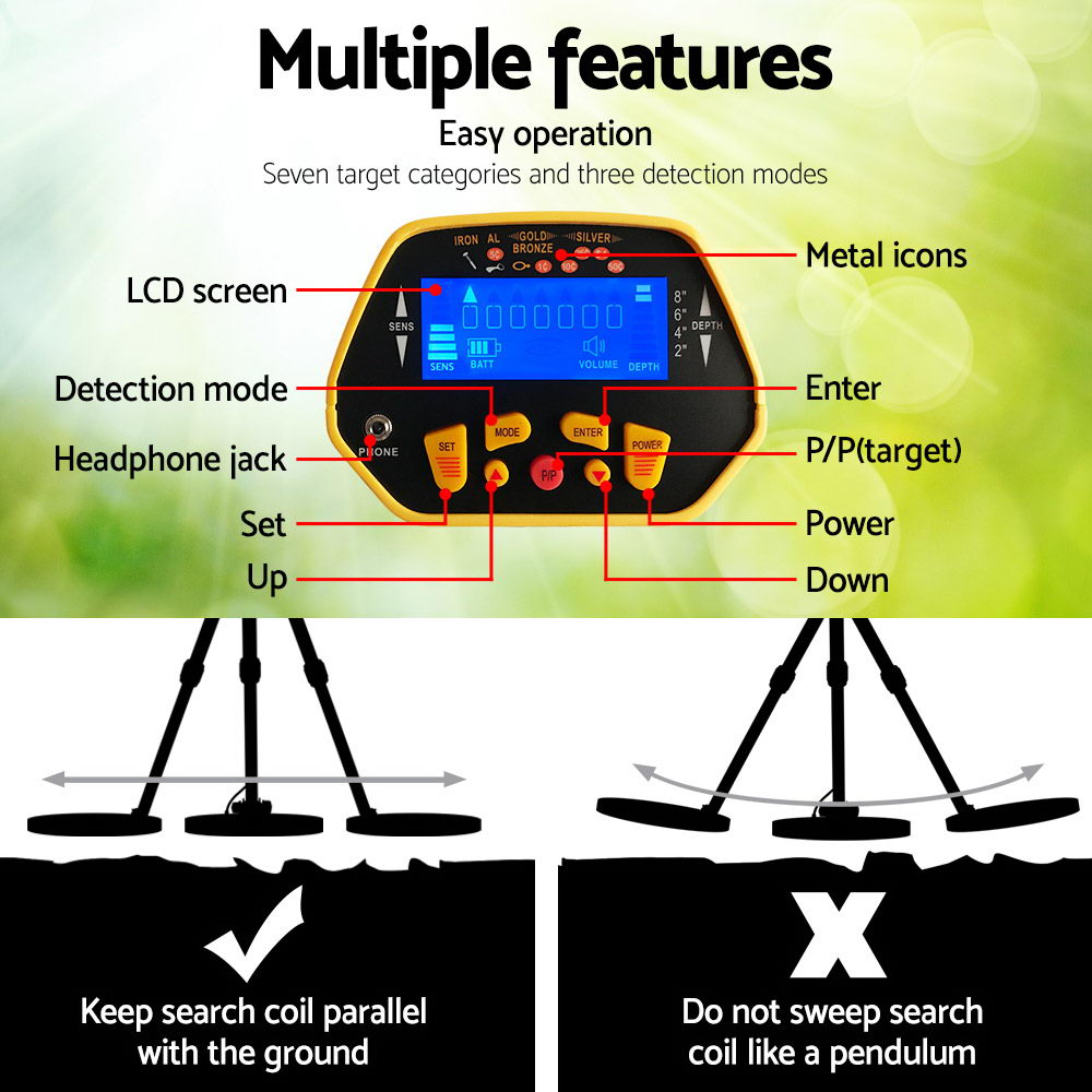 Metal Detector 180MM Deep Sensitive Waterproof Pinpointer Treasure Hunter Yellow-3