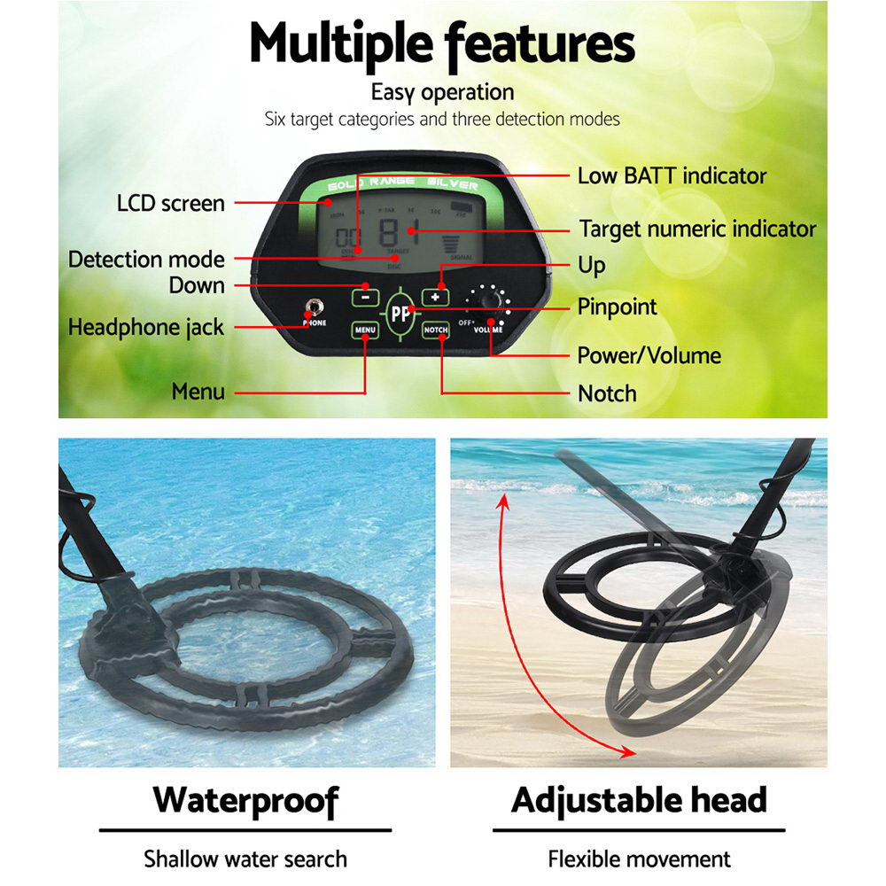 Metal Detector 220MM Deep Sensitive Waterproof Treasure Hunter Gold Digger-3