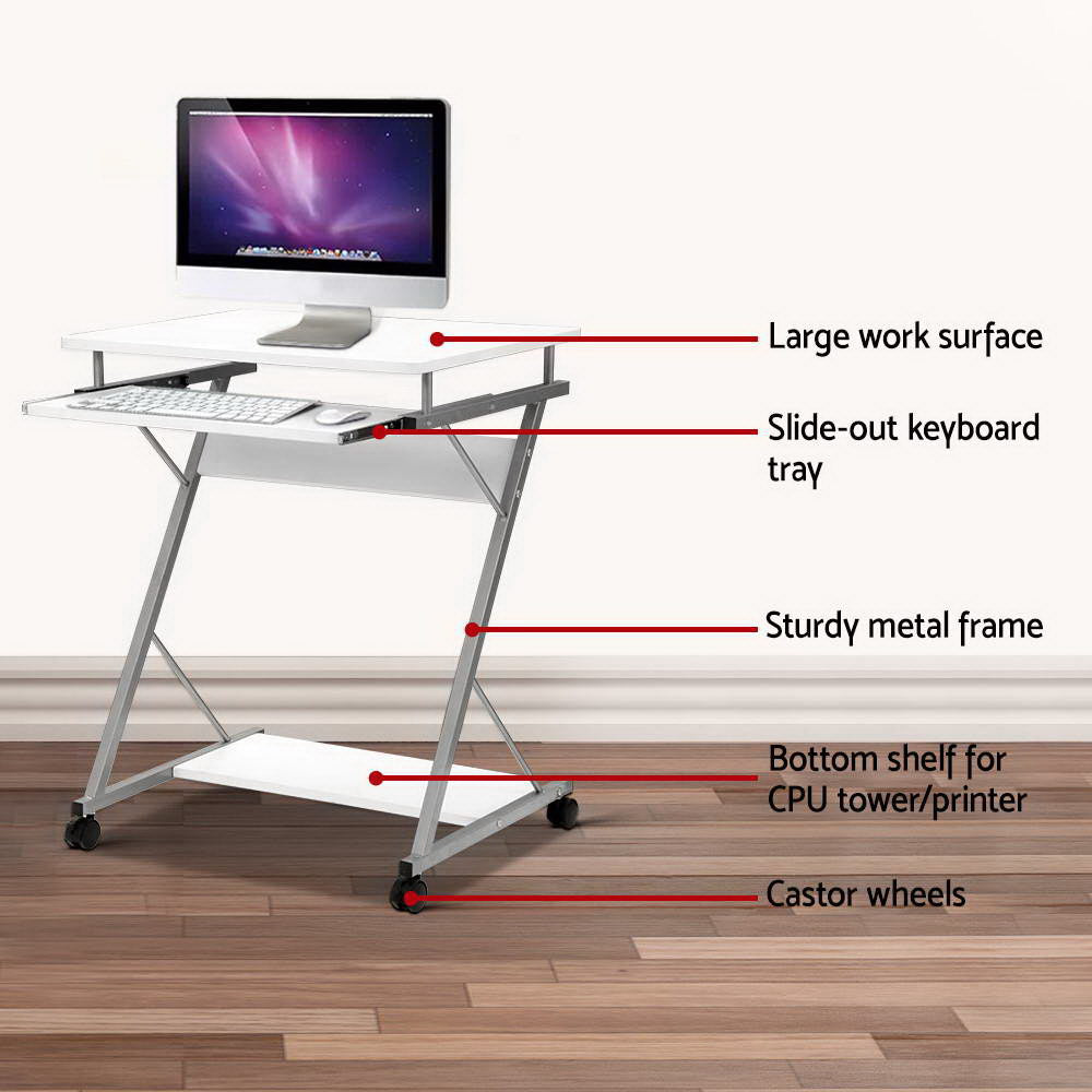 Artiss Computer Desk Keyboard Tray Shelf White 60CM-5