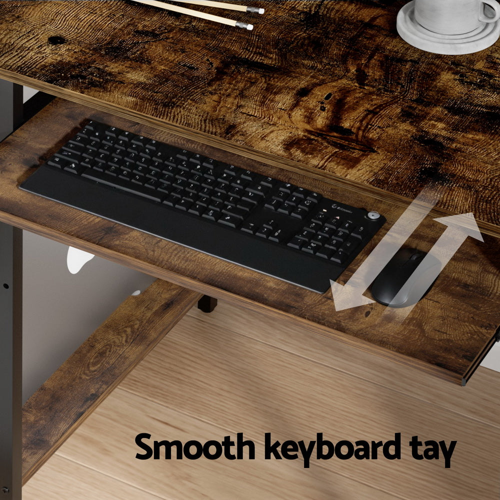 Artiss Computer Desk Laptop Desks Home Office Study Table Open Shelf Brown 120CM-4