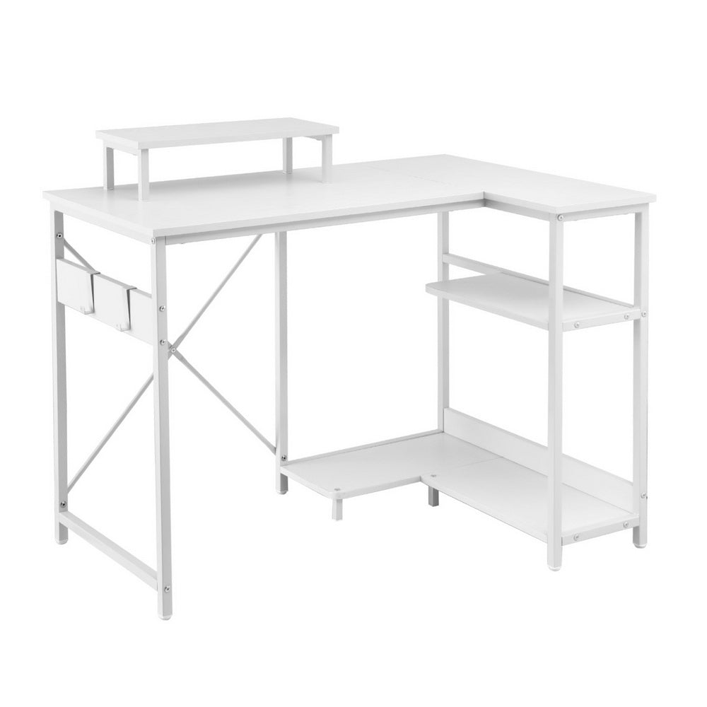 Artiss Computer Desk L-Shape Home Office Study Table Open Shelves White 100CM-0