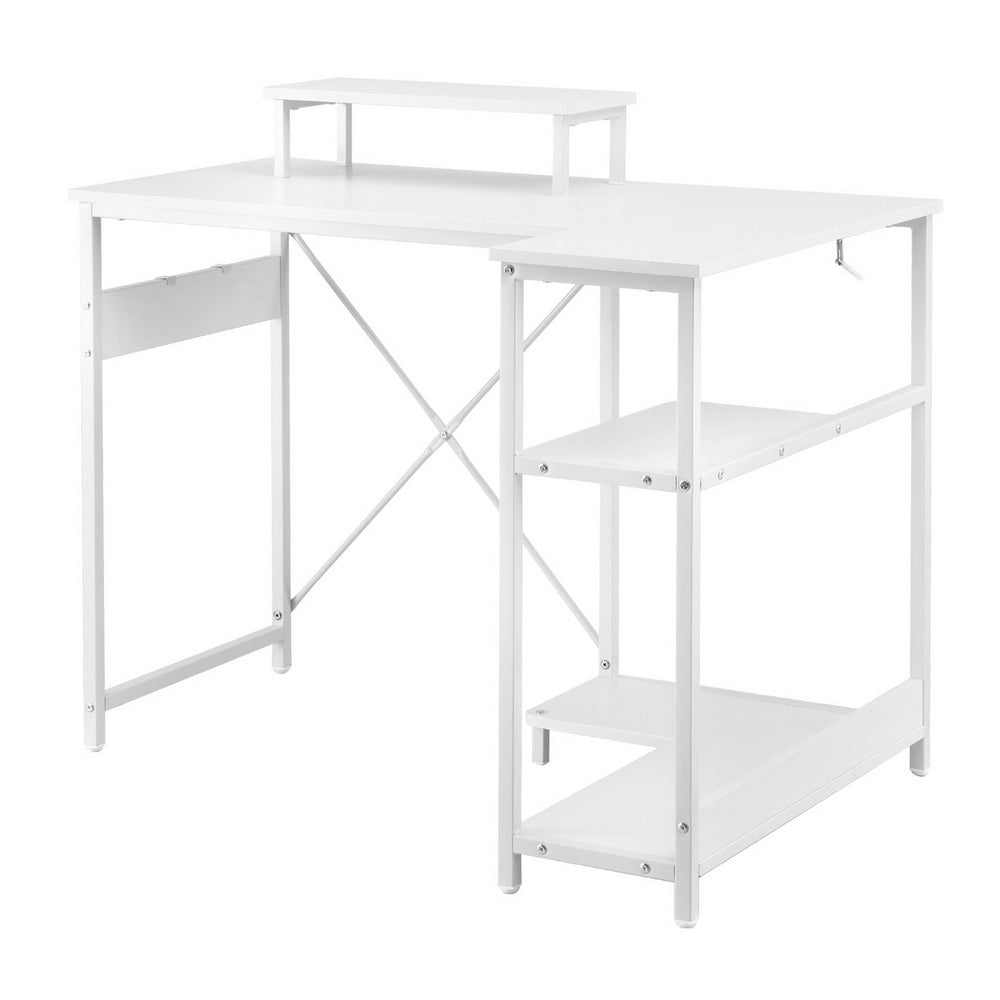 Artiss Computer Desk L-Shape Home Office Study Table Open Shelves White 100CM-2