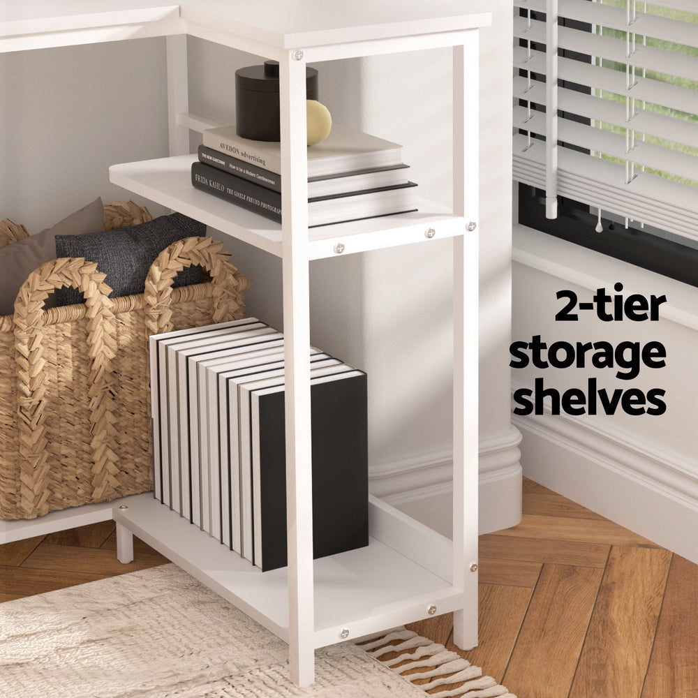 Artiss Computer Desk L-Shape Home Office Study Table Open Shelves White 100CM-5