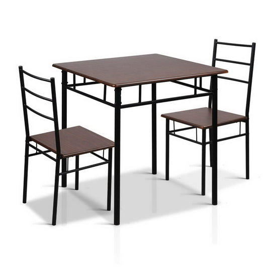 Artiss Dining Table And Chairs Set fo 3 Walnut-0