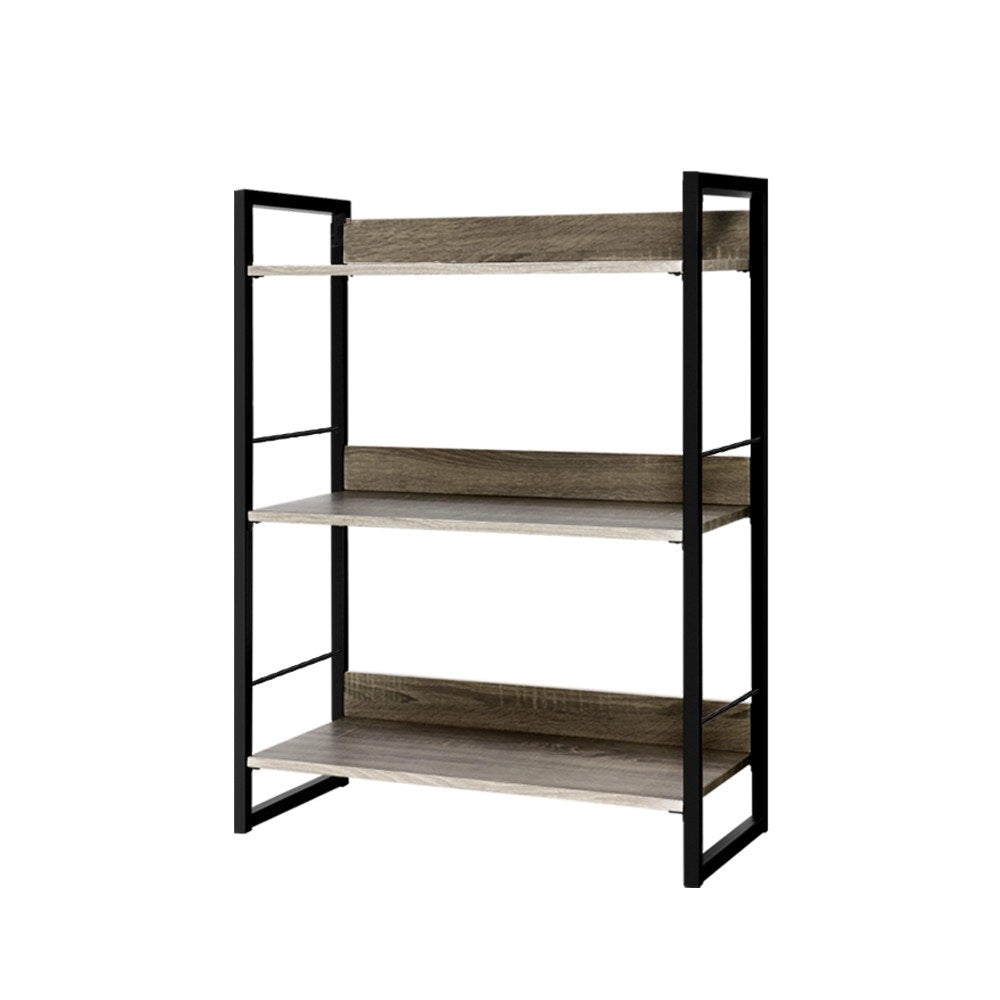 Artiss Bookshelf 3 Tiers - NOE Black and Oak-0