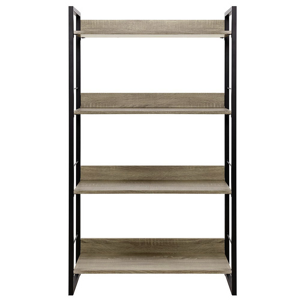 Artiss Bookshelf 4 Tiers - NOE Black and Oak-2