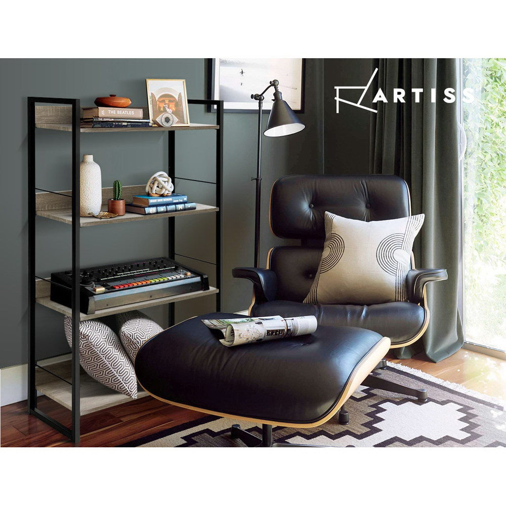 Artiss Bookshelf 4 Tiers - NOE Black and Oak-3