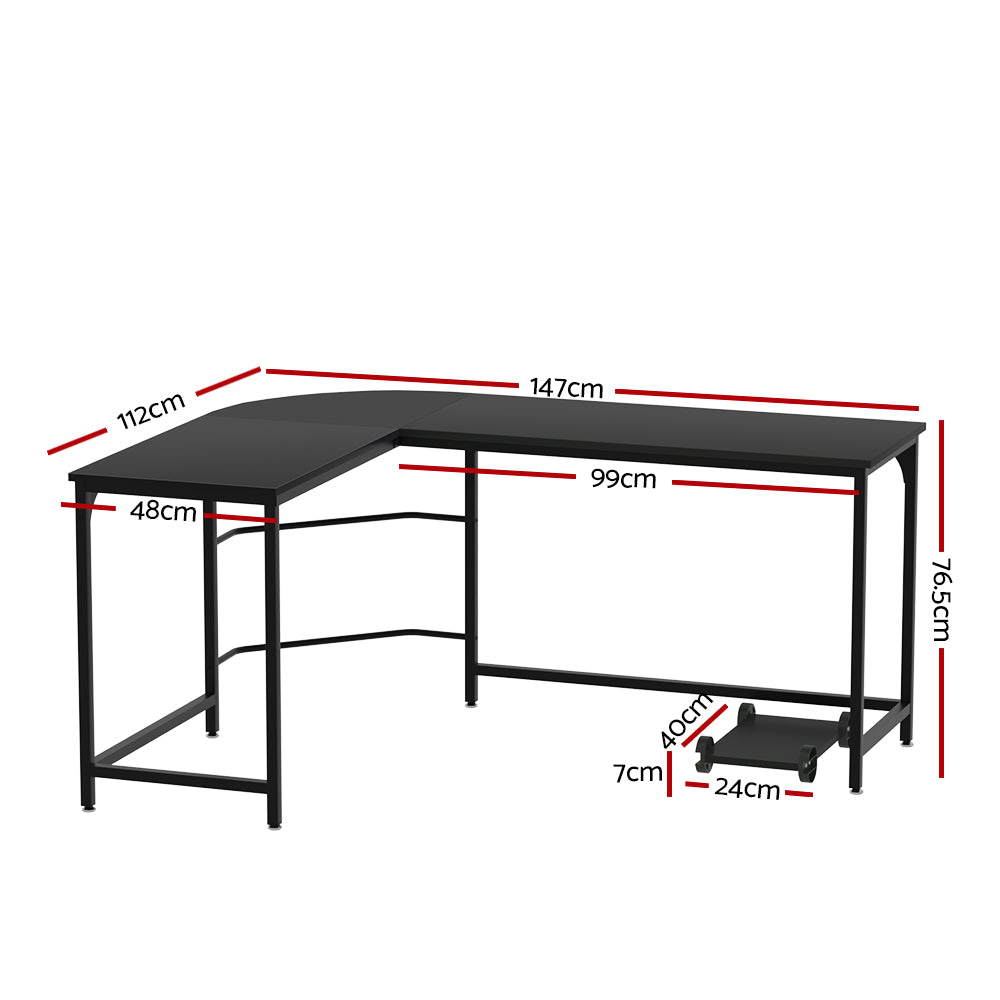 Artiss Computer Desk L-Shape CPU Stand Black 147CM-1